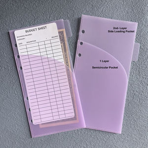 Sobre de efectivo con pestañas de hojas sueltas A6, bolsillo doble de 2 capas personalizado transparente esmerilado con apertura lateral derecha de 6 agujeros para Carpeta de presupuesto - Product Image 3