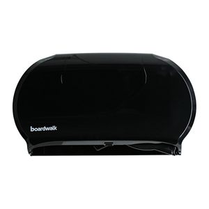 Dispensador de papel higiénico doble jumbo Boardwalk R4070BKBW de 20.25 pulgadas X 6 pulgadas X 12.25 pulgadas Dispensador de Jabón Líquido Negro - Product Image 2