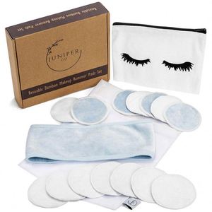 Almohadillas Desmaquillantes Reutilizables-Paquete de 14 con Bolsa de Lavandería, Bolsa de Almacenamiento de Lona, Diadema Bonus Spa | Organic Bamboo Velour Soft Fac - Product Image 1