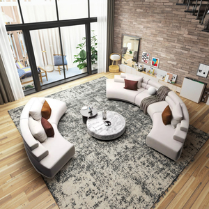 Set d'angolo per divano in legno curvo semicircolare stile di design Area di riposo Reception dell'hotel salone di bellezza discussioni sulle vendite degli ospiti dell'ufficio - Product Image 1