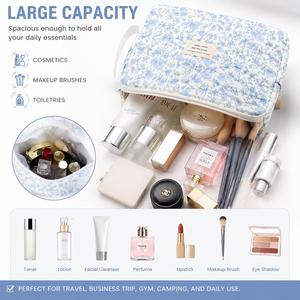 Custom <b>Makeup</b> Bag Women Quilted Cosmetic Organizer Bag Travel Toiletry Pouch Large Capacity <b>Makeup</b> Storage <b>Case</b> OEM Wholesale - Product Image 3