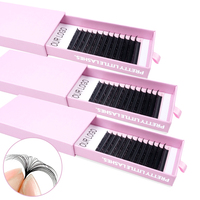 Faux cils synthétiques faits main DF Brand, longs et naturels, vegan, sans cruauté, faciles à éventaillement, noir mat, 8-15mm, vente en gros