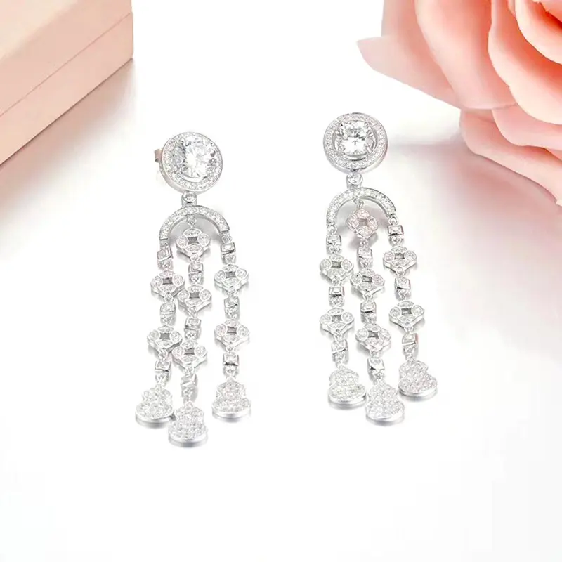 Lovely Gemstone Jewelry Silver Wedding Souvenirs Bridal Chandelier Earrings
