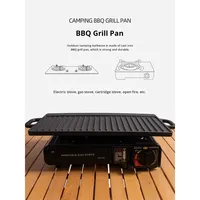 Plaque de cuisson coréenne pour barbecue en plein air, double face, en fonte, compatible gaz et induction
