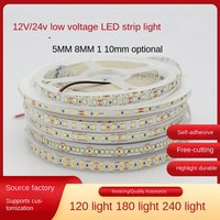 Bande lumineuse LED autocollante 12V/24V haute luminosité spectre complet 120 LED 8mm puce 2835 IP20 dimmable CRI 80