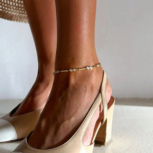 2026 गर्मियों की हॉट सेलिंग 18k गोल्ड प्लेटेड पीतल फैशन गहने ज्यामितीय आंसू ड्रॉप बार लिंक चेन महिला - Product Image 2