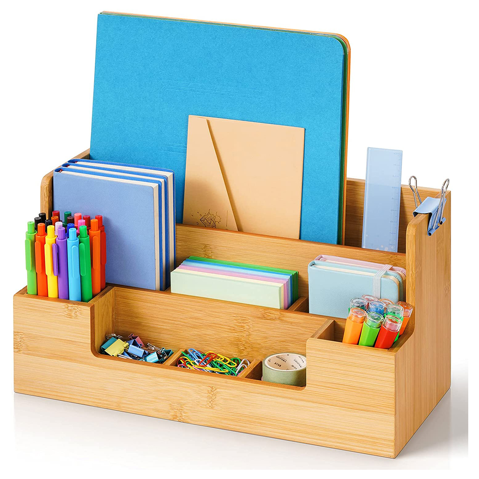 Бамбуковый Настольный органайзер с ручкой, канцелярские принадлежности, органайзеры для рабочего стола и аксессуары, универсальный настольный органайзер с карандашом