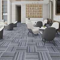Moquette en polypropylène PVC, revêtement de sol modulaire commercial pour bureau, carreaux rayés 50x50, résistants aux taches, antimicrobiens