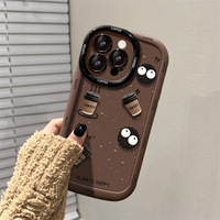 Nouveau Étui de Téléphone Souple en TPU Motif Dessin Animé pour Apple 16 Pro Max, Disponible pour iPhone 14 Plus, 12, 13 et 15 Couleurs (Café, Houille, etc.)
