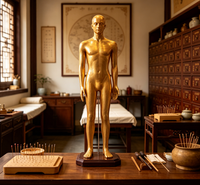 Maniquí de Cobre para Entrenamiento de Acupuntura en Medicina Tradicional China, Modelo de Ciencia Médica con Marcas de Escala Digital y Caracteres Más Claros
