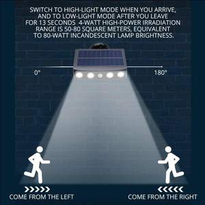 Luces Solares de Seguridad de 4 LED de Alta Potencia, Decoración para Exteriores, Sensor de Movimiento, 3 Modos, Lámpara de Calle Impermeable, Luz Nocturna para Pared - Product Image 5