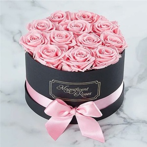 Custom Cardboard Round Tube Cylinder Flower Rose Packaging <b>Box</b> <b>Black</b> Round <b>Box</b> - Product Image 4