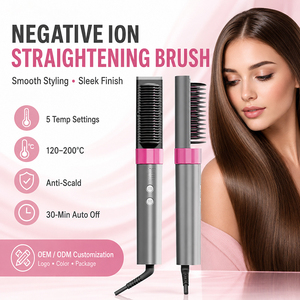 Brosse lissante électrique chauffante en céramique, peigne chauffant rapide, outil de coiffage, contrôle de la température, OEM ODM - Product Image 1