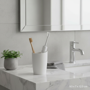Portaspazzolino in gres Spirella 'Etna' bianco, 9,5 x 7 x 12,5 cm - Product Image 3
