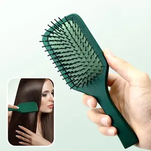 Chic green color wooden detangle brush for curly hair bounce curl define hairbrush