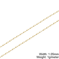 Chaîne en or véritable 9 carats 1,05 mm, chaîne en or jaune 9 carats, sans fermoir, pour la fabrication de bijoux