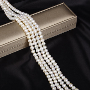 Perles d'eau douce naturelles blanches de 8-9 mm, presque rondes, en vrac, matériaux faits à la main pour la création de bijoux DIY, nouveaux styles - Product Image 1