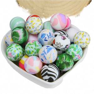 ลูกปัดซิลิโคนสีกัม 15 มม. สำหรับทำสายคล้องจุกนมหลอก DIY ขายส่ง ลูกปัดซิลิโคนสำหรับเด็ก คัดสรรอย่างเข้มงวด ลายพิมพ์น้ำ - Product Image 2