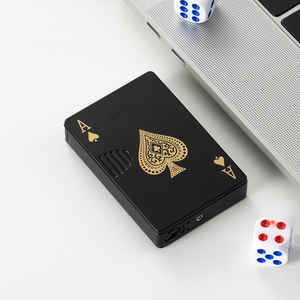 금속 쉘 카드 놀이 스퀘어 라이터 스트레이트 화염 가스 방풍 담배 라이터 - Product Image 6