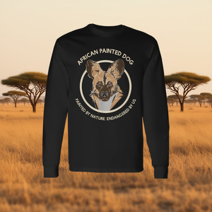 Camiseta de manga larga con diseño de perro pintado africano, obra de arte de conservación para amantes de los perros salvajes - Product Image 3