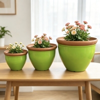 Jardinières rondes en plastique anti-UV durables, résistantes aux intempéries, pour une utilisation en intérieur et en extérieur, pour la maison et le jardin