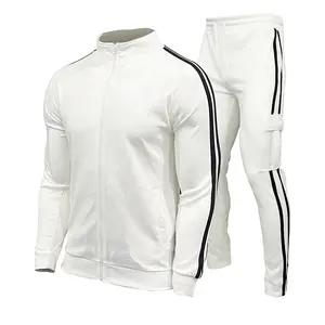 उच्च गुणवत्ता खेलों सादे tracksuits पॉलिएस्टर mens प्रशिक्षण टहलना जैकेट + पैंट स्लिम फिट फुटबॉल ट्रैक सूट