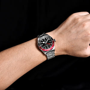 Nouvelle montre mécanique <span class=keywords><strong>PAGANI</strong></span> <span class=keywords><strong>DESIGN</strong></span> 40MM BB58 GMT <span class=keywords><strong>2022</strong></span>, montre automatique de luxe pour homme, bracelet en acier inoxydable à rivets, montre de plongée - Product Image 6