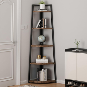 Scaffale Angolare Moderno a 5 Ripiani <span class=keywords><strong>in</strong></span> Legno e <span class=keywords><strong>Metallo</strong></span> per Soggiorno e Ufficio - Product Image 6