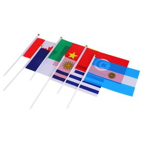 X104-1 Custom Polyester <b>Small</b> Hand Held Flag With Sublimation Printing 10 Inches Double Sided Waving Hand Flags With Logo Custom - Product Image 1