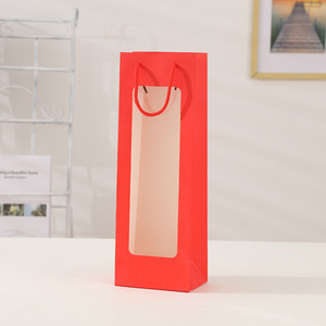 Custom Hand Gift Color Rectangular Gift <strong>Bag</strong> <strong>Flower</strong> Bouquet Paper <strong>Bag</strong> Kraft Wine Packaging Paper <strong>Bags</strong> with Rope - Product Image 3