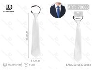 เนคไทซิปสีขาว 7.5 ซม.x35 ซม. ผ้าโพลีเอสเตอร์เงาสำหรับงานทางการ ผูกสำเร็จ - Product Image 1