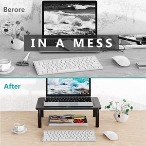 Monitor <b>Stand</b> 230x370mm Height <b>Adjustable</b> Desk Rack For <b>Laptop</b> And Monitor Black Iron Desktop Organizer Storage Shelf - Product Image 2