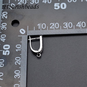 Vente chaude Mode Femme Fabrication de Bijoux Anti <span class=keywords><strong>Rouille</strong></span> 18K Plaqué Or Rhodium Plaqué CZ Pave U Forme Shvenzy Boucle D'oreille Crochets - Product Image 6