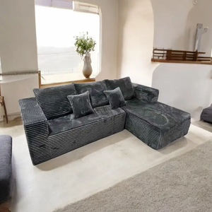 Canapé modulaire moderne <span class=keywords><strong>en</strong></span> velours <span class=keywords><strong>gris</strong></span> sans cadre, canapé d'angle <span class=keywords><strong>en</strong></span> tissu éponge compressé sous vide pour appartements, salons et hôtels - Product Image 3