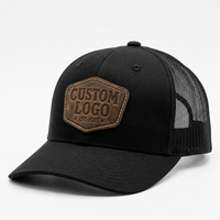 Casquette de camionneur respirante en maille à 6 panneaux avec logo en cuir personnalisé OEM de haute qualité pour la pêche et la chasse en extérieur