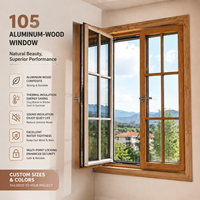 Ventana Arqueada de Madera Revestida de Aluminio, Ventana de Techo con Diseño de Rayos de Sol, Material Compuesto con Rotura de Puente Térmico, Interior Moderno para Dormitorio o Sala de Estar, Personalizable