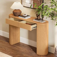 Table console moderne en bois massif, table d'entrée pour salon, table console d'entrée en bois avec tiroir
