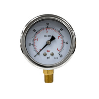 Manomètre AKS 63 mm 0-4 bars 0-60 PSI 1/4 NPT semi-acier à montage radial inférieur pour conduites d'eau, d'air, de gaz et d'huile