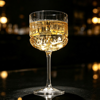 Verre à Gin Tonic Vintage en Cristal Taillé Sans Plomb 510ml, Verre à Cocktail à Long Pied Gaufré Grande Capacité, Verre Ballon Copa pour Bar