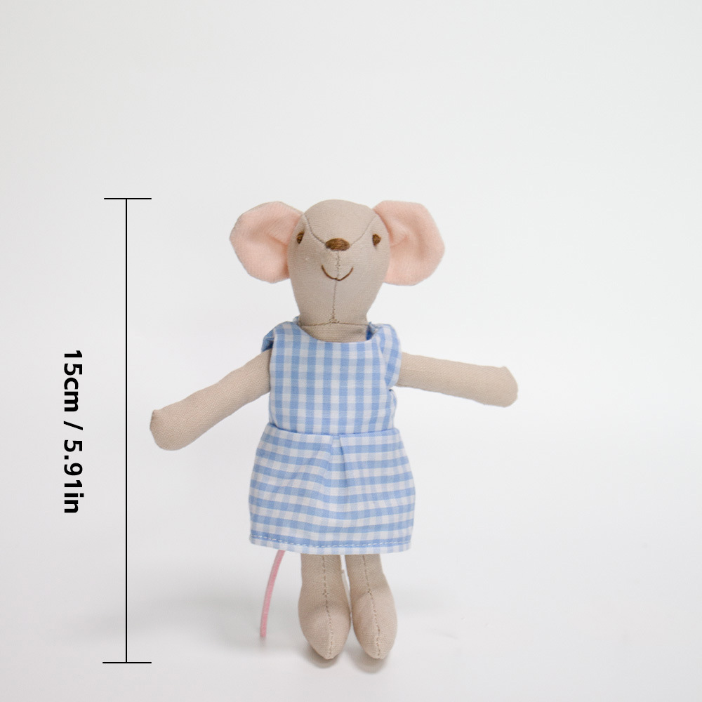 Ratón a cuadros azules de 15 cm