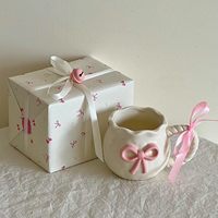 Tasse en Céramique à Café Mignonne Cerise 12 oz avec Anse en Corde Créative pour la Maison et le Bureau, avec Cuillère, Compatible Lave-Vaisselle (Tasse Rose)