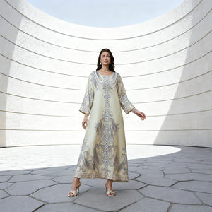 Abaya élégante en polyester imprimé de haute qualité, sur mesure, pour femmes musulmanes, fournisseur en gros OEM - Product Image 3