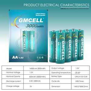 GMCELL Oplaadbare AA & AAA Lithiumbatterijen 1,5V met oplader en opbergdoos - Product Image 5