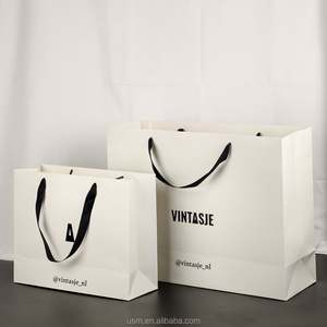 Custom Logo Luxury White Paper <b>Packaging</b> <b>Bags</b> with Ribbon Handle for Watches & Jewelry Recyclable - Product Image 3