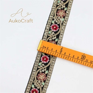 Pita renda etnik lebar 4cm, aksesoris pakaian DIY, bordir kain, tekstil jahit, pita bunga berpayet untuk gaun - Product Image 2