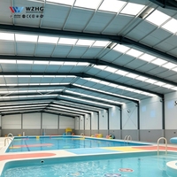 Estructura de Acero para Parque Acuático Comercial, Cubierta para Piscina Interior, Construcción de Acero para Parque Acuático, Centro Acuático Interior