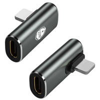 Adaptateur de charge rapide USB Type-C DC PD20W en gros pour iPhone 13 14P, convertisseur coudé mâle vers femelle en aluminium