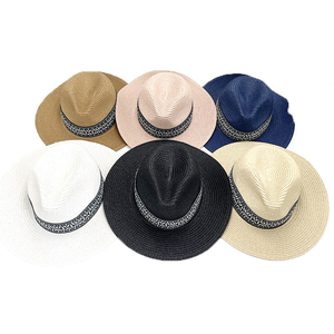 HZM-25149 rộng vành bãi biển phụ nữ Mũ Rơm màu duy nhất ban nhạc mùa hè mặt trời Mũ Rơm - Product Image 5