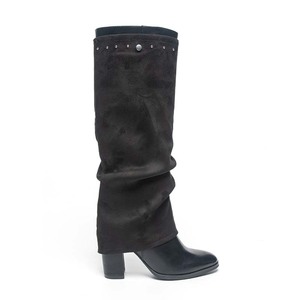 2025 European American Style <strong>Brown</strong> Pointed <strong>High</strong> <strong>Boots</strong> Women's Knee-<strong>High</strong> <strong>Boots</strong> with Thick <strong>Heel</strong> Western Cowboy Style - Product Image 2