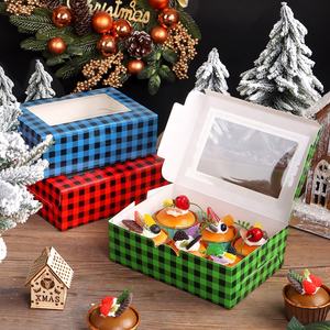 Xjh 6 Holes Kerst Cupcake Dozen Voor Vakantie Gebak, Brownies Kerstpapier Koekjesbehandeling Dozen - Product Image 1